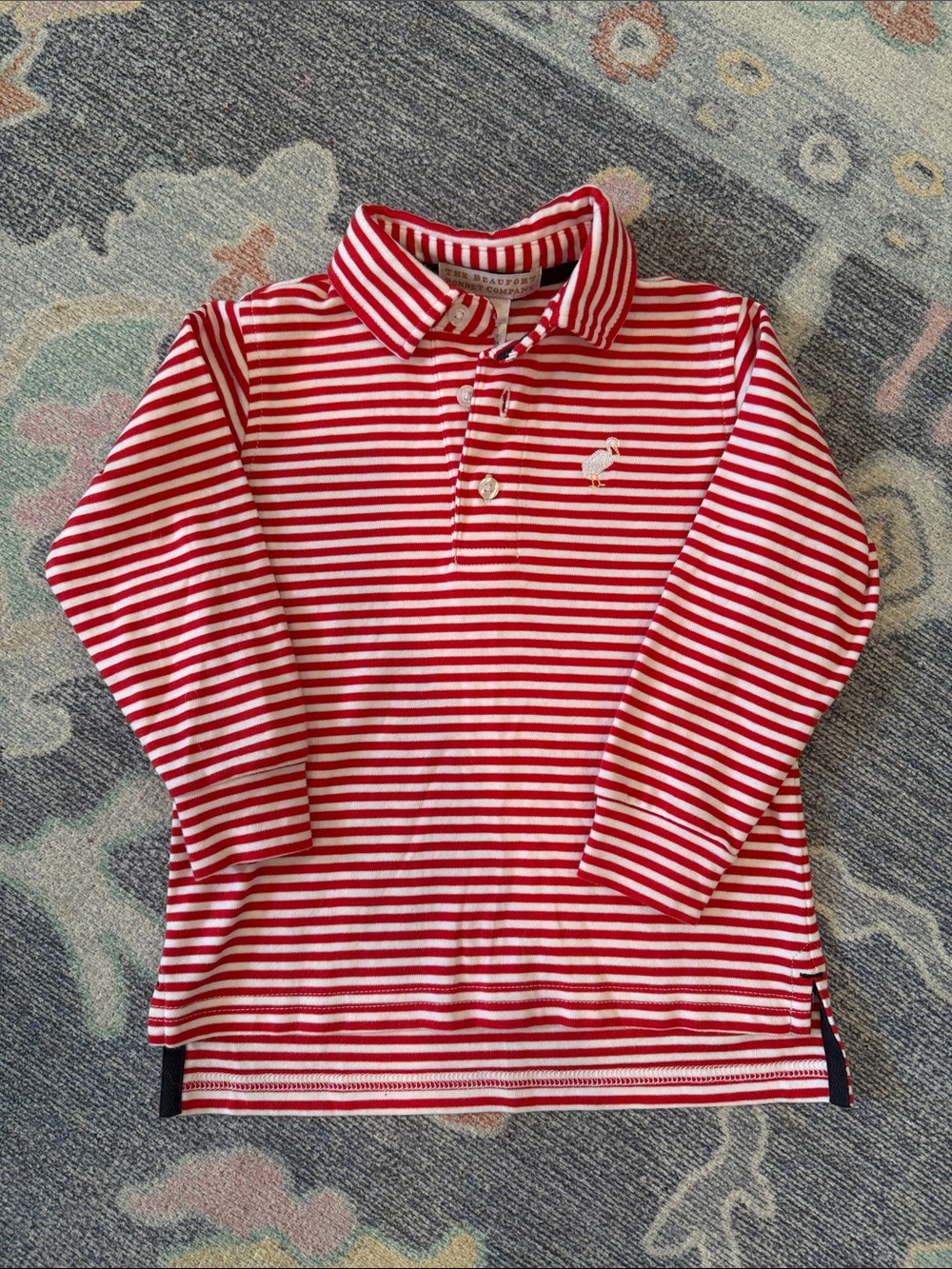 The Beaufort Bonnet Company Red & White Striped Long-Sleeve Polo